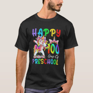Funny Unicorn Happy 100Th Day Of Preschool Teacher T-Shirt