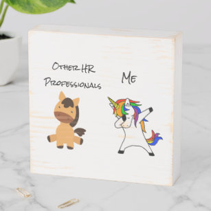 Funny Unicorn Horse HR Gift Human Resources Wooden Box Sign