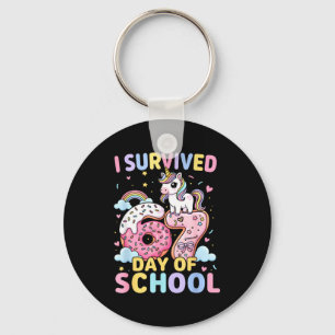 Funny Unicorn I Survived 67 Days Of School Meme Fo Key Ring