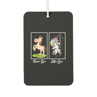 Funny Unicorn Illustration Before After Gym Car Air Freshener