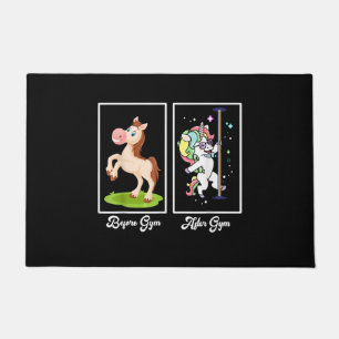 Funny Unicorn Illustration Before After Gym Doormat