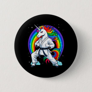 Funny Unicorn Karate Girl I Taekwondo Martial Arts 6 Cm Round Badge