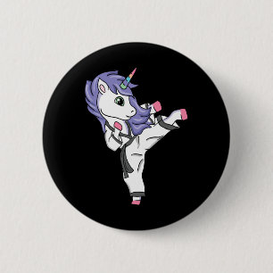 Funny Unicorn Karate Girl I Taekwondo Martial Arts 6 Cm Round Badge