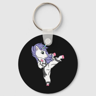 Funny Unicorn Karate Girl I Taekwondo Martial Arts Key Ring