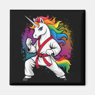 Funny Unicorn Karate Girl I Taekwondo Martial Arts Magnet