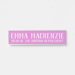 Funny Unicorn Magenta Hanging Door Sign Name Plate