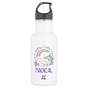 Funny Unicorn Magical AF with Girly Decorations 532 Ml Water Bottle