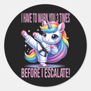 Funny Unicorn Martial Arts Karate For Girls Classic Round Sticker