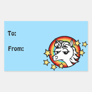 FUNNY UNICORN MATTE RECTANGLE GIFT STICKERS