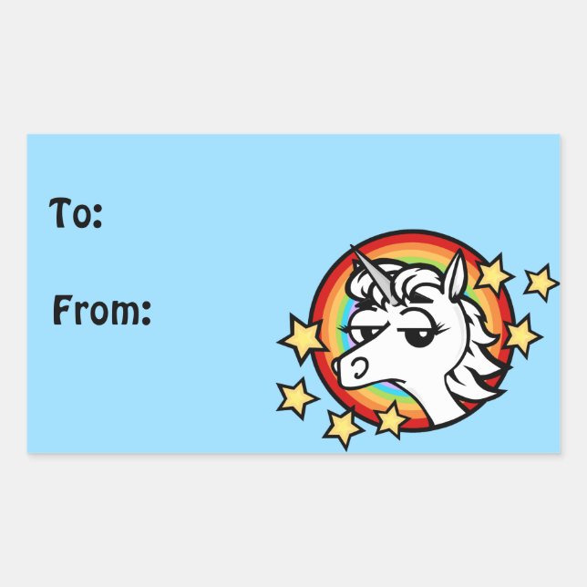 FUNNY UNICORN MATTE RECTANGLE GIFT STICKERS (Front)