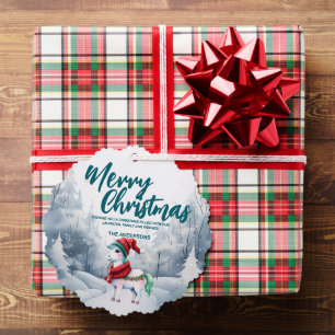 Funny Unicorn Merry Xmas tree snow Holiday  Decoration Card