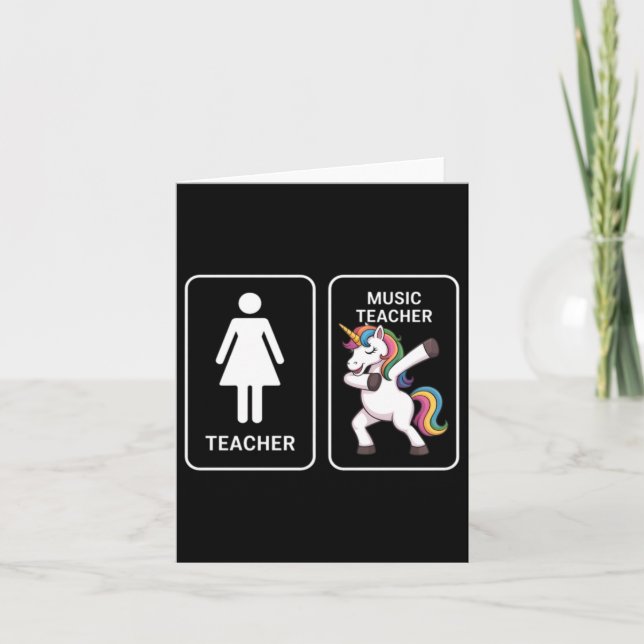 Funny Unicorn Music Teacher Card (Front)