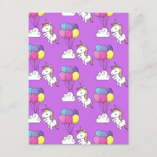 Funny Unicorn Pattern Magic Horse Holiday Postcard