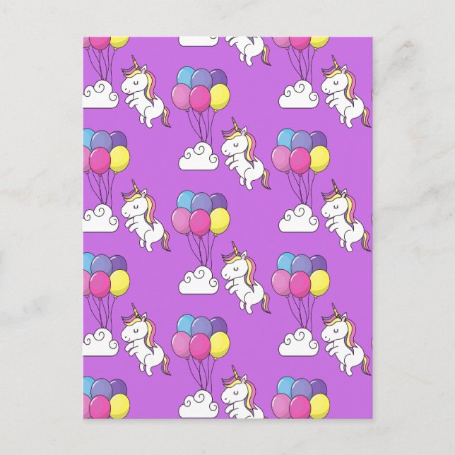 Funny Unicorn Pattern Magic Horse      Holiday Postcard (Front)