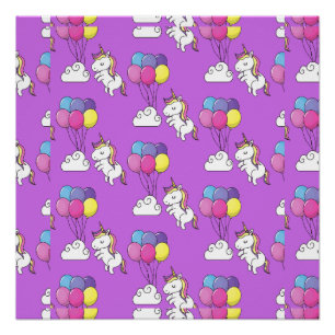 Funny Unicorn Pattern Magic Horse Poster