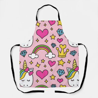 Funny Unicorn Pattern Pink Magic Horse Cute Apron