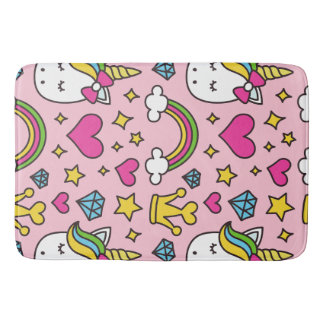 Funny Unicorn Pattern Pink Magic Horse Cute Bath Mat