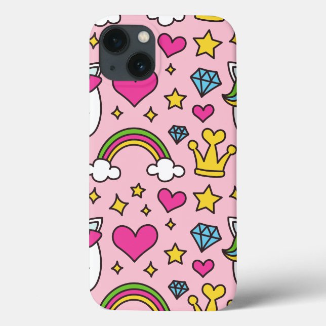Funny Unicorn Pattern Pink Magic Horse Cute       Case-Mate iPhone Case (Back)