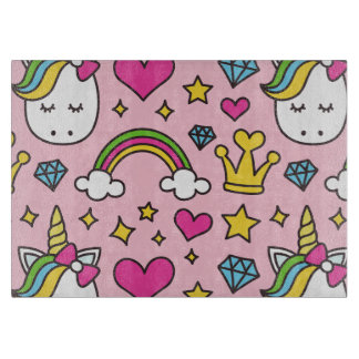 Funny Unicorn Pattern Pink Magic Horse Cute        Cutting Board