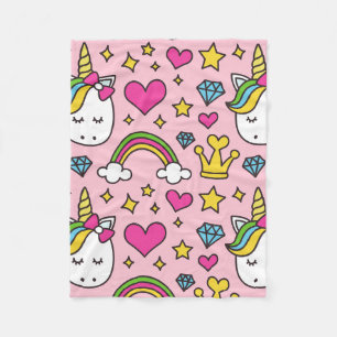 Funny Unicorn Pattern Pink Magic Horse Cute Fleece Blanket