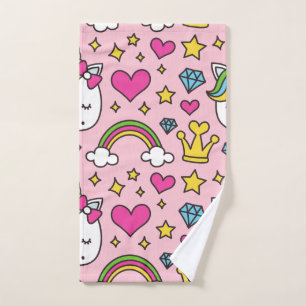 Funny Unicorn Pattern Pink Magic Horse Cute Hand Towel