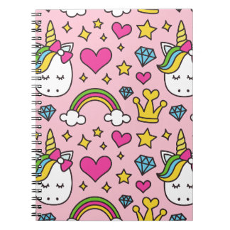 Funny Unicorn Pattern Pink Magic Horse Cute Notebook
