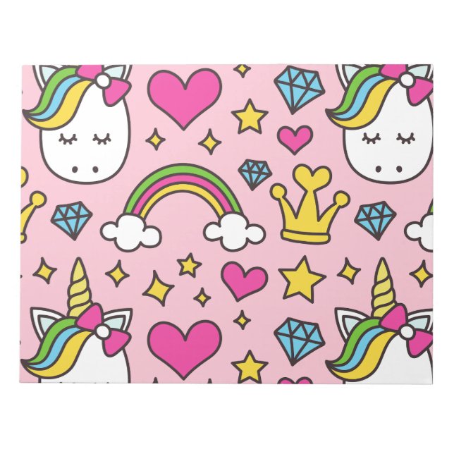Funny Unicorn Pattern Pink Magic Horse Cute       Notepad (Front)