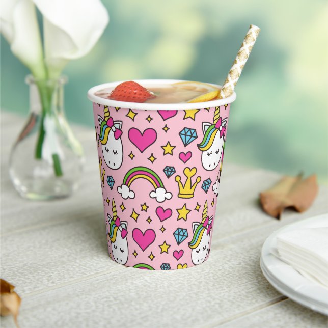 Funny Unicorn Pattern Pink Magic Horse Cute        Paper Cups (Insitu)