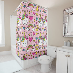 Funny Unicorn Pattern Pink Magic Horse Cute        Shower Curtain