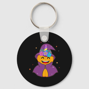 Funny Unicorn Pumpkin Halloween Cute Thanksgivning Key Ring