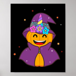 Funny Unicorn Pumpkin Halloween Cute Thanksgivning Poster