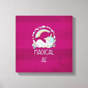 Funny Unicorn Saying Magical AF Canvas Print
