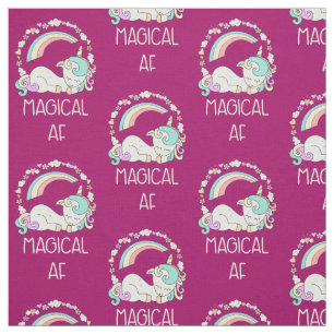 Funny Unicorn Saying Magical AF Fabric