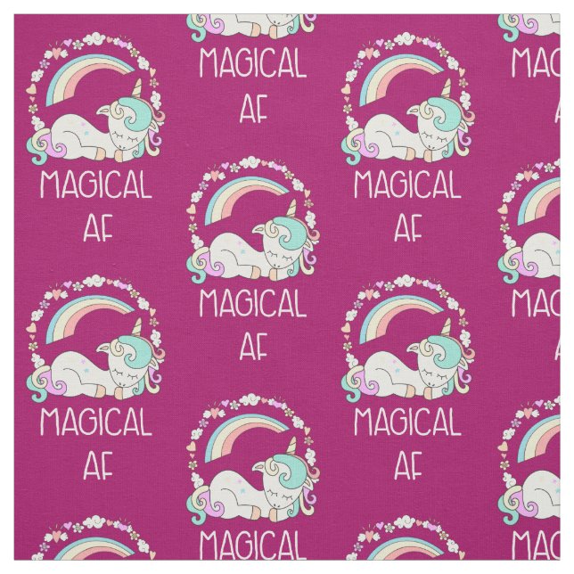 Funny Unicorn Saying Magical AF Fabric (Swatch)