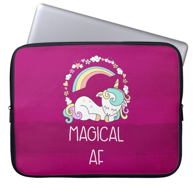 Funny Unicorn Saying Magical AF Laptop Sleeve (Front)