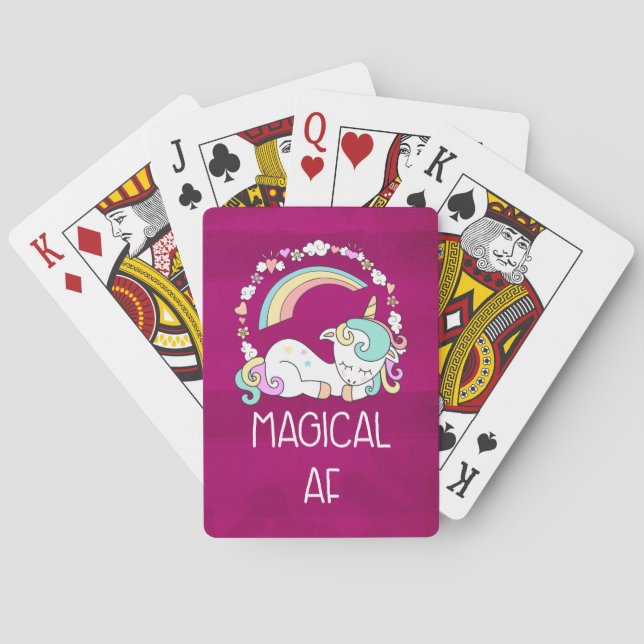 Funny Unicorn Saying Magical AF Playing Cards (Back)