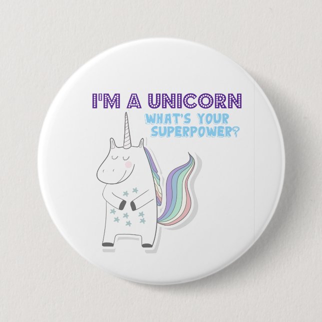 Funny Unicorn Superpower 7.5 Cm Round Badge (Front)