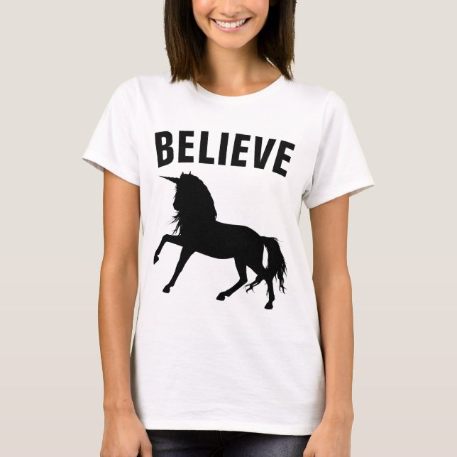 Funny UNICORN T-shirts BELIEVE (Front)