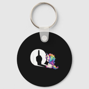 Funny Unicorn With Middle Finger Morning Grouch  Key Ring