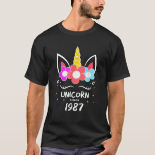 Funny UNICORN Women T Shirt Cool 1987 Birthday Par