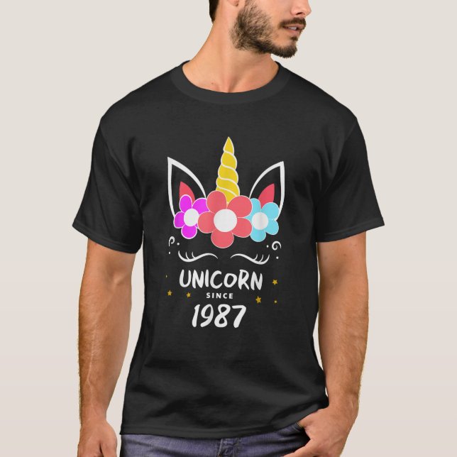 Funny UNICORN Women T Shirt Cool 1987 Birthday Par (Front)