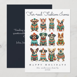 Funny Unique Christmas Humour Fashion Pet Dogs  Holiday Card