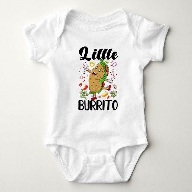 funny unisex little burrito word art baby bodysuit (Front)