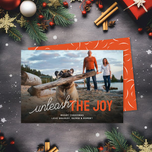 Funny Unleash The Joy Pet Holiday Christmas Cards
