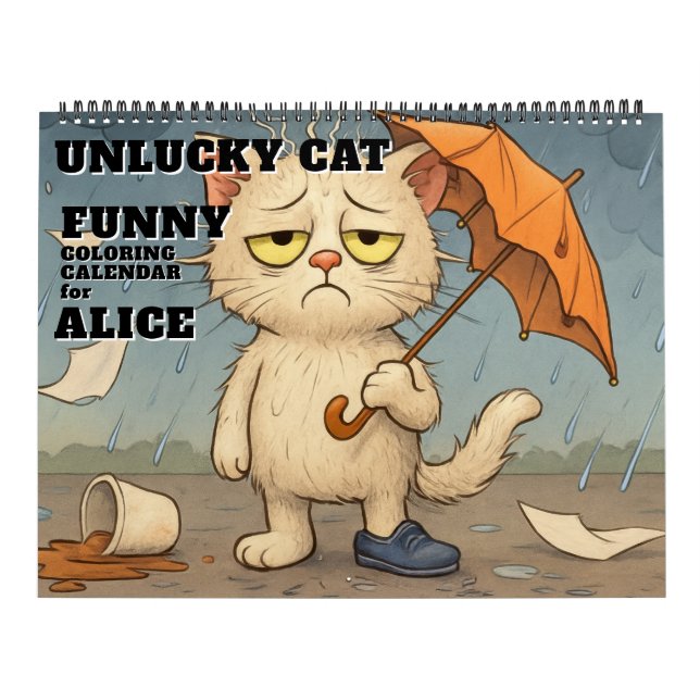 Funny Unlucky Cat Colouring Calendar (Cover)