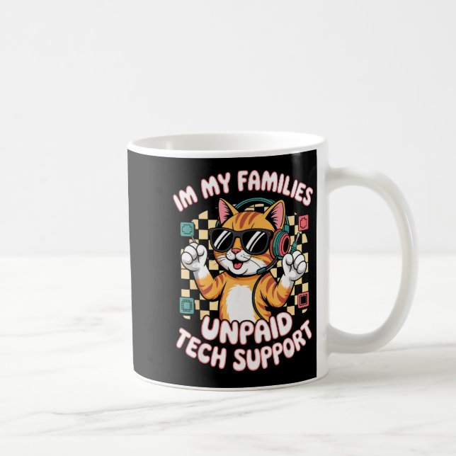Funny unpaid tech pc support orange tabby cat game coffee mug (Right)