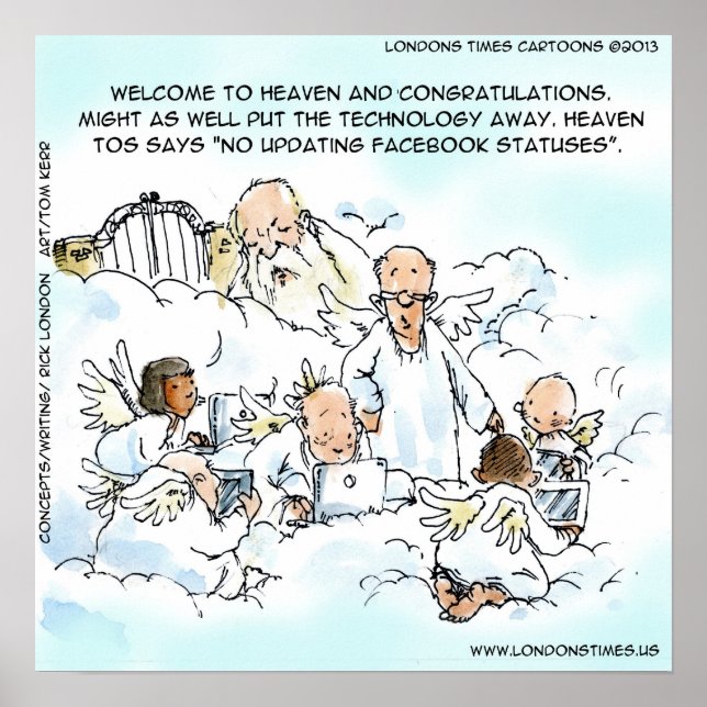 Funny Update facebook Status In Heaven Poster (Front)
