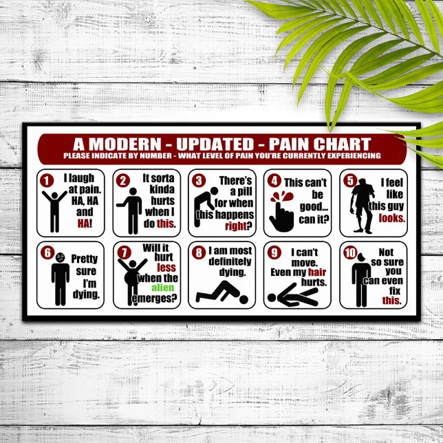 Funny Updated - Pain Chart Poster (Creator Uploaded)