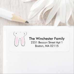 funny upside down Easter bunny white black cute Return Address Label