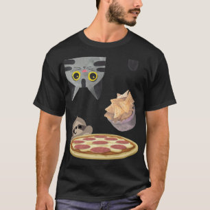 Funny Upside Down Hungry Cat Falling Chips Snack S T-Shirt